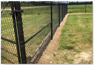 Six foot commercial grade black vinyl chain-link plus one foot of barbwire